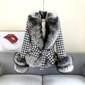 Fern - Women’s Houndstooth Faux Fur Trim Wrap Coat 1