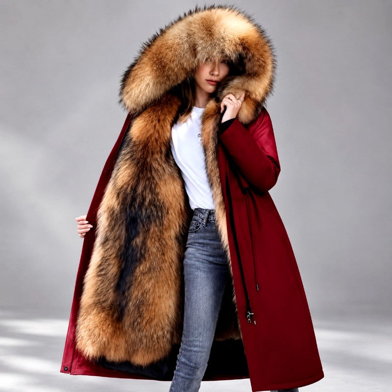 Fernanda - Women's Fur-Trim Hooded Long Parka 1