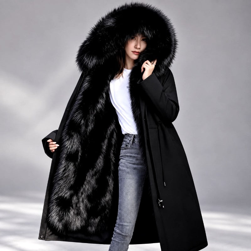 Fernanda - Women's Fur-Trim Hooded Long Parka 3