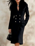 Finley - Women’s Tailored Fur Collar Coat with Flap Pockets 2