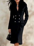 Finley - Women’s Tailored Fur Collar Coat with Flap Pockets 2