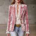 Francine - Women's Velvet Notched Lapel Fitted Blazer 1