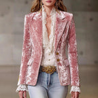 Francine - Women's Velvet Notched Lapel Fitted Blazer 1