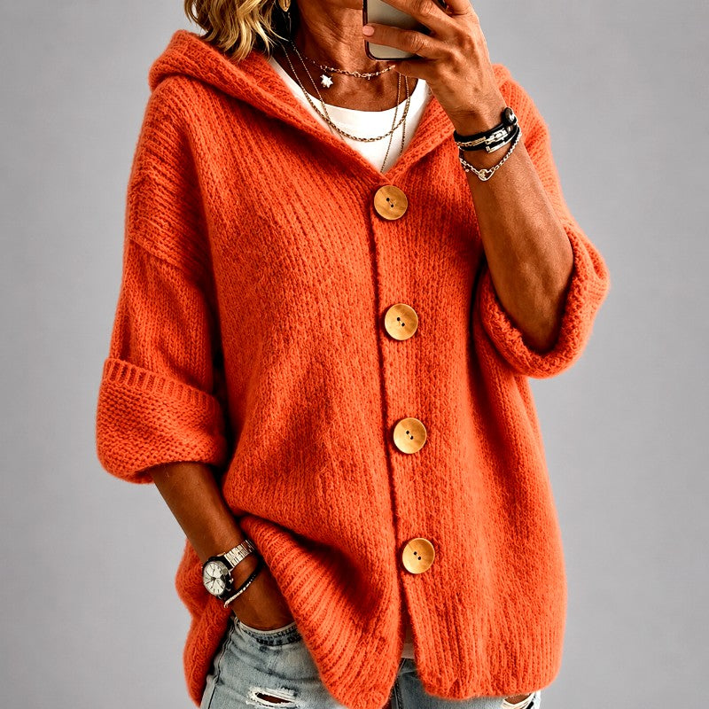 Freya - Women's Button-Front Oversized Cardigan 4