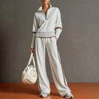 Freya - Women's Quarter-Zip Wide-Leg Lounge Set 1