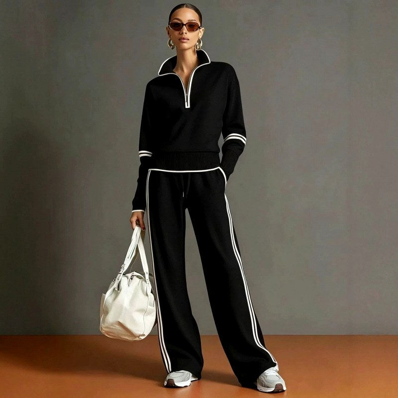Freya - Women's Quarter-Zip Wide-Leg Lounge Set 3