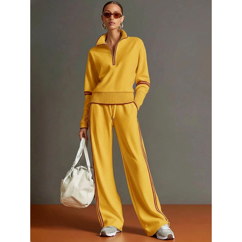 Freya - Women's Quarter-Zip Wide-Leg Lounge Set 5