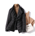 Gemila - Women's Belted Shawl Collar Quilted Puffer Jacket