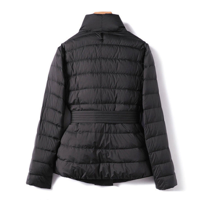 Gemila - Women's Belted Shawl Collar Quilted Puffer Jacket