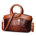 Genevieve - Women's Dual-Textured Crocodile Handbag 