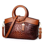 Genevieve - Women's Dual-Textured Crocodile Handbag 