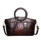 Genevieve - Women's Dual-Textured Crocodile Handbag 