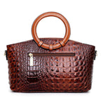 Genevieve - Women's Dual-Textured Crocodile Handbag 