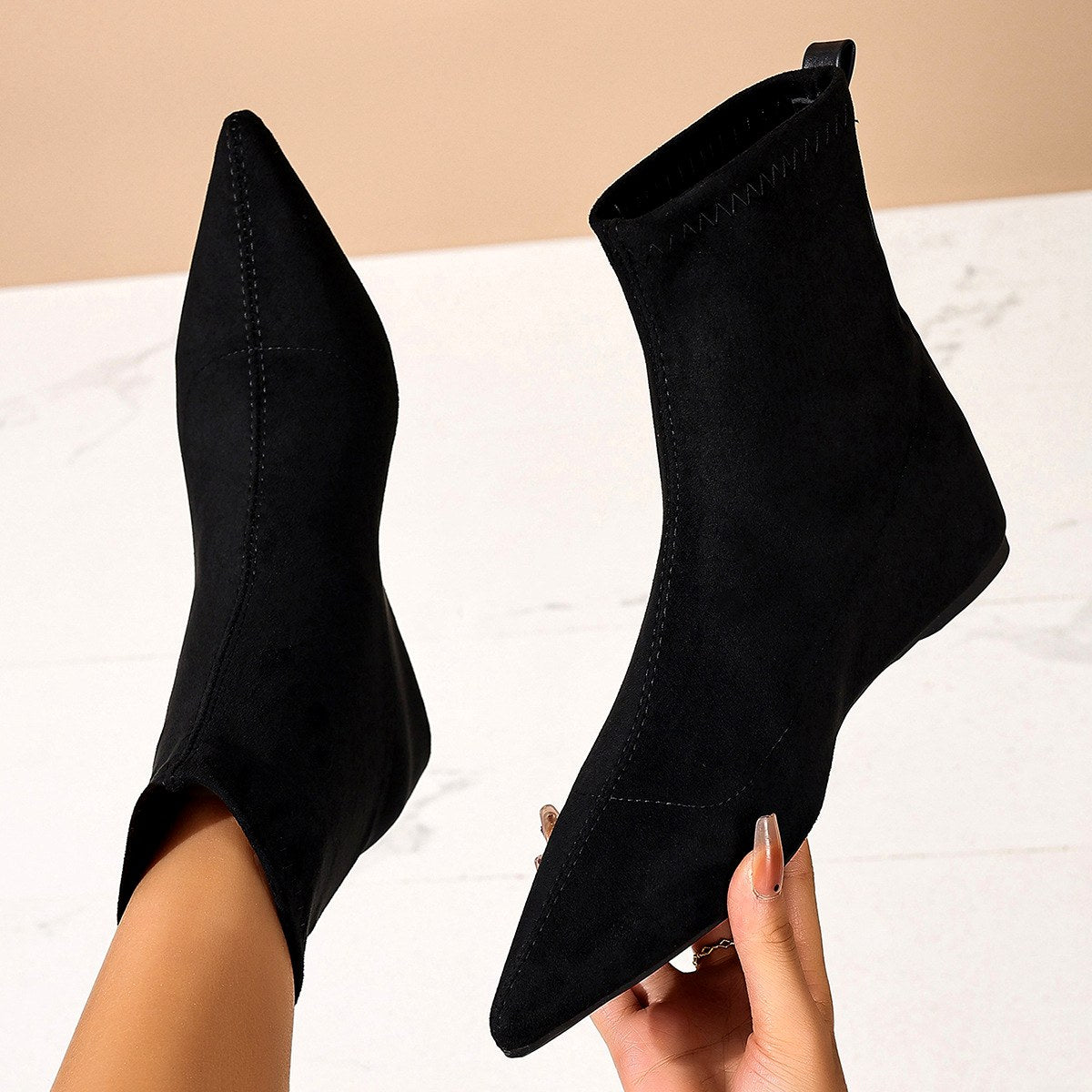Geraldine - Women’s Pointed Toe Wedge Ankle Boots 6