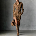 Geraldine - Women's Collared Long Sleeve Maxi Dress 4