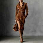 Geraldine - Women's Collared Long Sleeve Maxi Dress 5