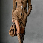 Geraldine - Women's Collared Long Sleeve Maxi Dress 7