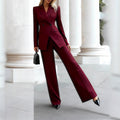 Gisela - Women's Tailored Blazer and Wide-Leg Pants Set 1