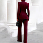 Gisela - Women's Tailored Blazer and Wide-Leg Pants Set 2