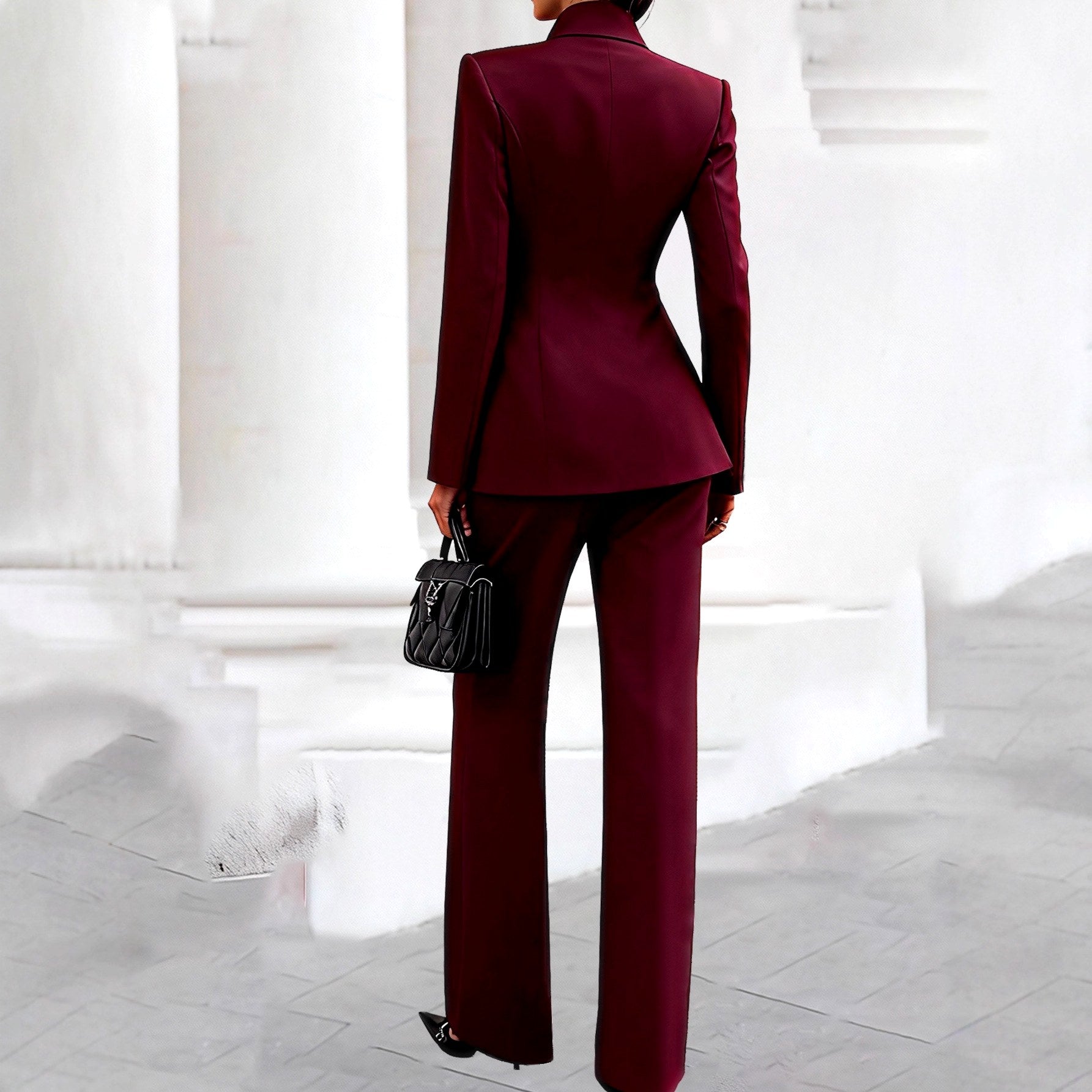 Gisela - Women's Tailored Blazer and Wide-Leg Pants Set 2