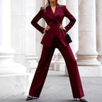 Gisela - Women's Tailored Blazer and Wide-Leg Pants Set 3