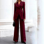Gisela - Women's Tailored Blazer and Wide-Leg Pants Set 4