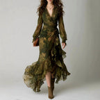 Giulietta - Women's Long Sleeve Wrap Ruffle Maxi Dress 1