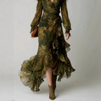 Giulietta - Women's Long Sleeve Wrap Ruffle Maxi Dress 4