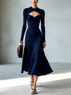 Gretchen - Women's High Neck Cutout Sweetheart Midi Dress 3