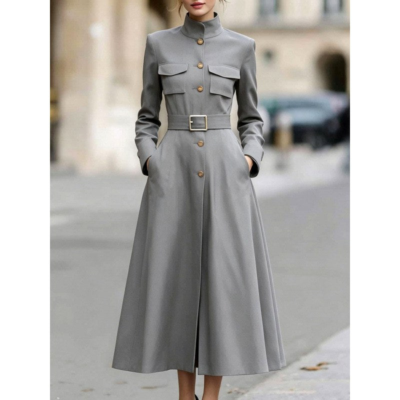 Gwen - Women's Belted Button-Front Midi Dress 2