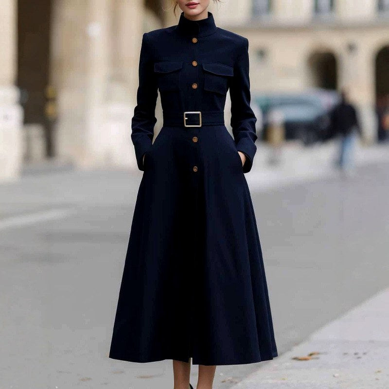 Gwen - Women's Belted Button-Front Midi Dress 3