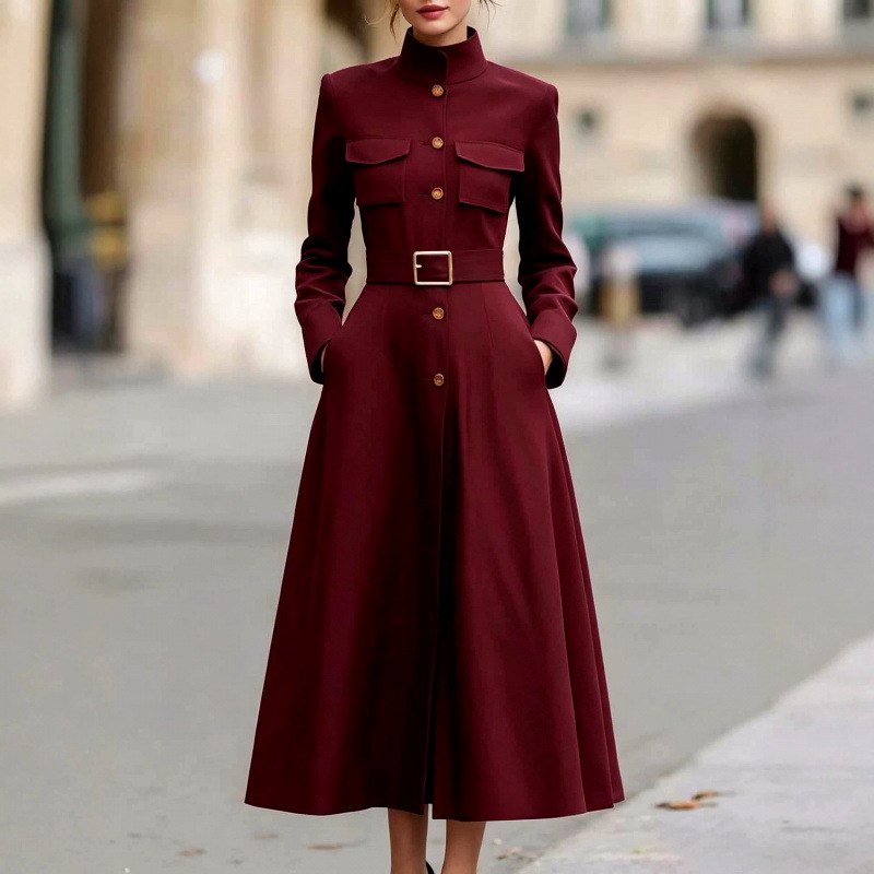 Gwen - Women's Belted Button-Front Midi Dress 4