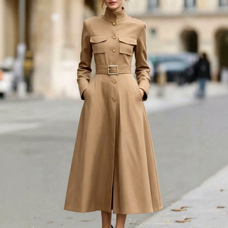 Gwen - Women's Belted Button-Front Midi Dress 5