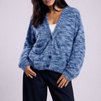 Gwendolyn - Women's V-Front Brushed Cardigan with Drop Shoulders