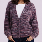 Gwendolyn - Women's V-Front Brushed Cardigan with Drop Shoulders