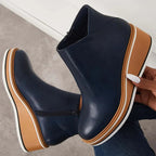 Hailey - Women's Wedge Ankle Boots with Side Zip