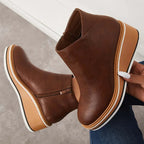 Hailey - Women's Wedge Ankle Boots with Side Zip