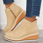 Hailey - Women's Wedge Ankle Boots with Side Zip