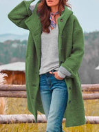 Hanna - Women's Button-Front Wool Coat