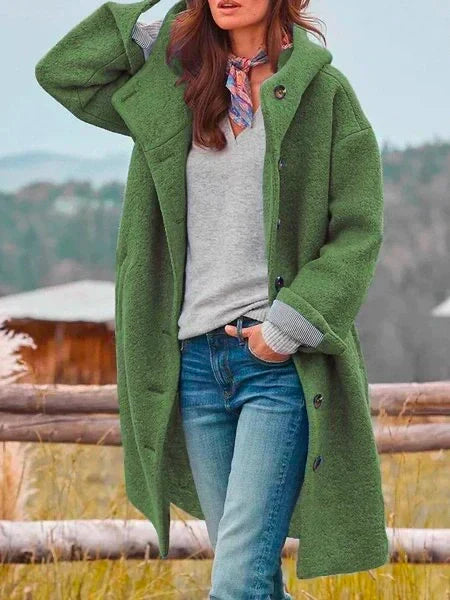 Hanna - Women's Button-Front Wool Coat