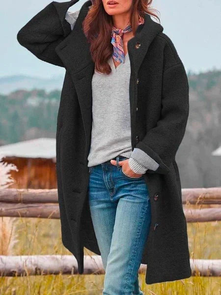 Hanna - Women's Button-Front Wool Coat