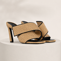 Harlow - Women's Woven Raffia Square-Toe Mules