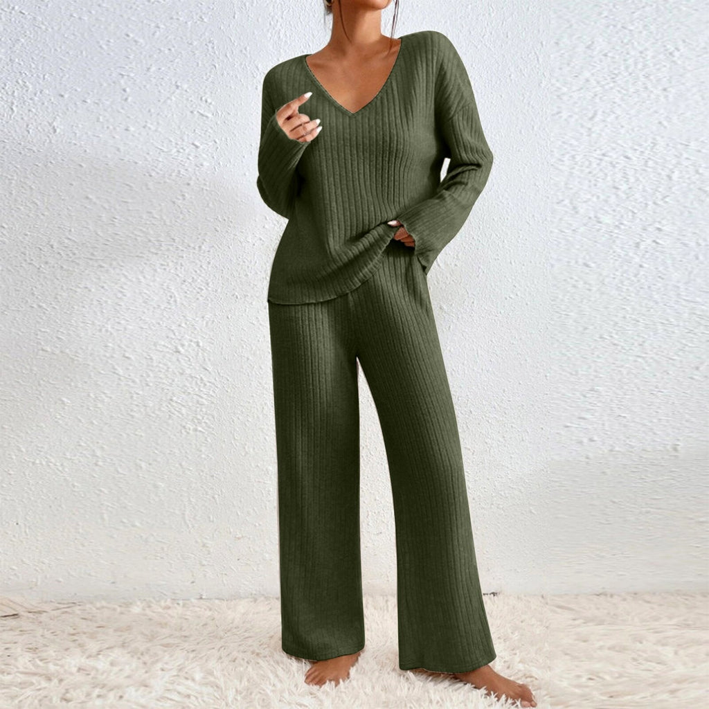 Harper - Women's Ribbed Sweater and Wide-Leg Pants Set 3