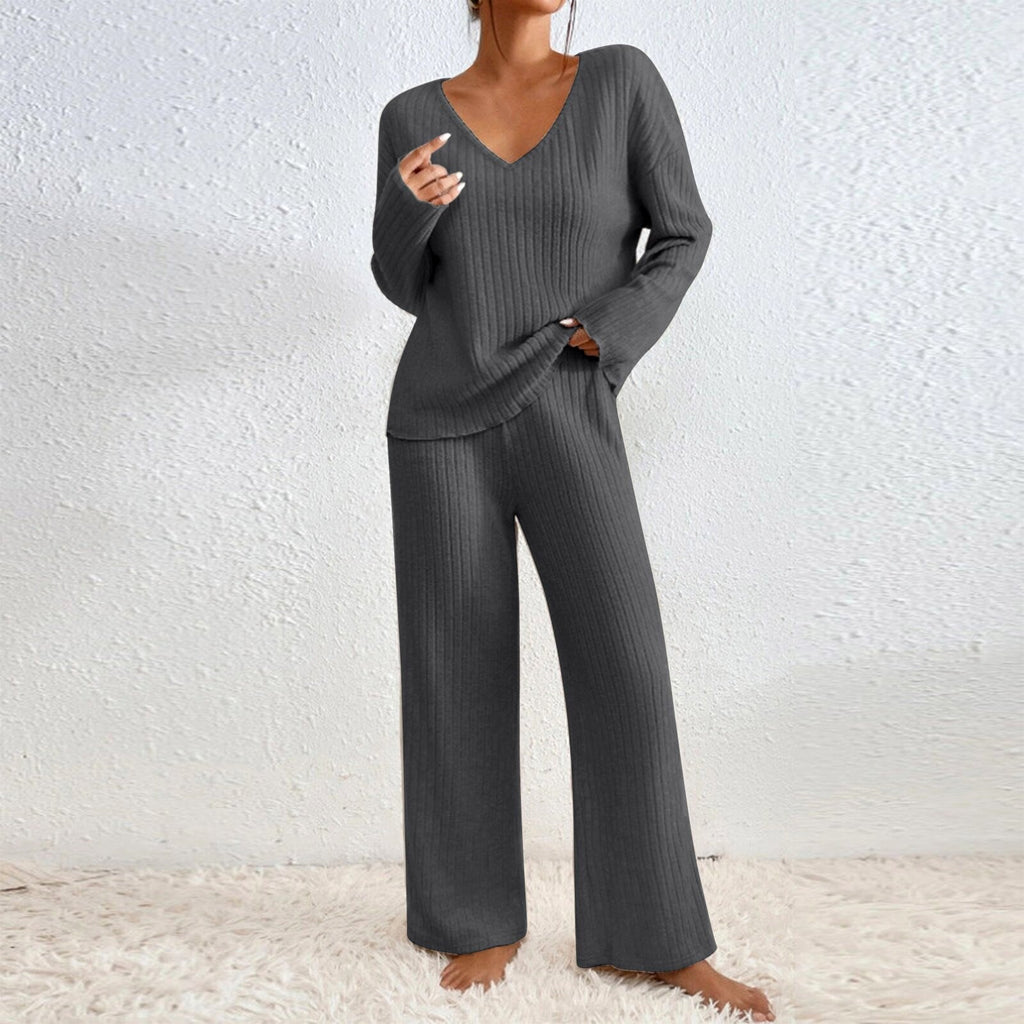 Harper - Women's Ribbed Sweater and Wide-Leg Pants Set 4