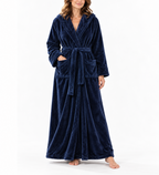 Harriet - Women's Long Hooded Plush Fleece Robe with Wrap Front