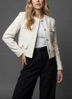 Hartley - Women’s Collarless Tweed Jacket with Flap Pockets