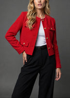Hartley - Women’s Collarless Tweed Jacket with Flap Pockets