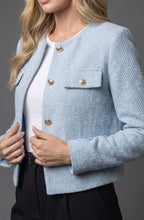 Hartley - Women’s Collarless Tweed Jacket with Flap Pockets
