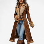 Hartley - Women's Shearling-Lined Suede Coat with Notch Lapels