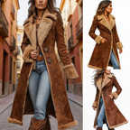 Hartley - Women's Shearling-Lined Suede Coat with Notch Lapels